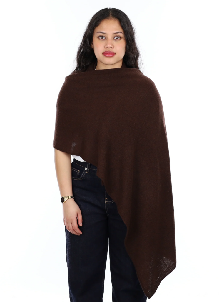 Brand New Chocolate Brown Recycled Cashmere Wrap 