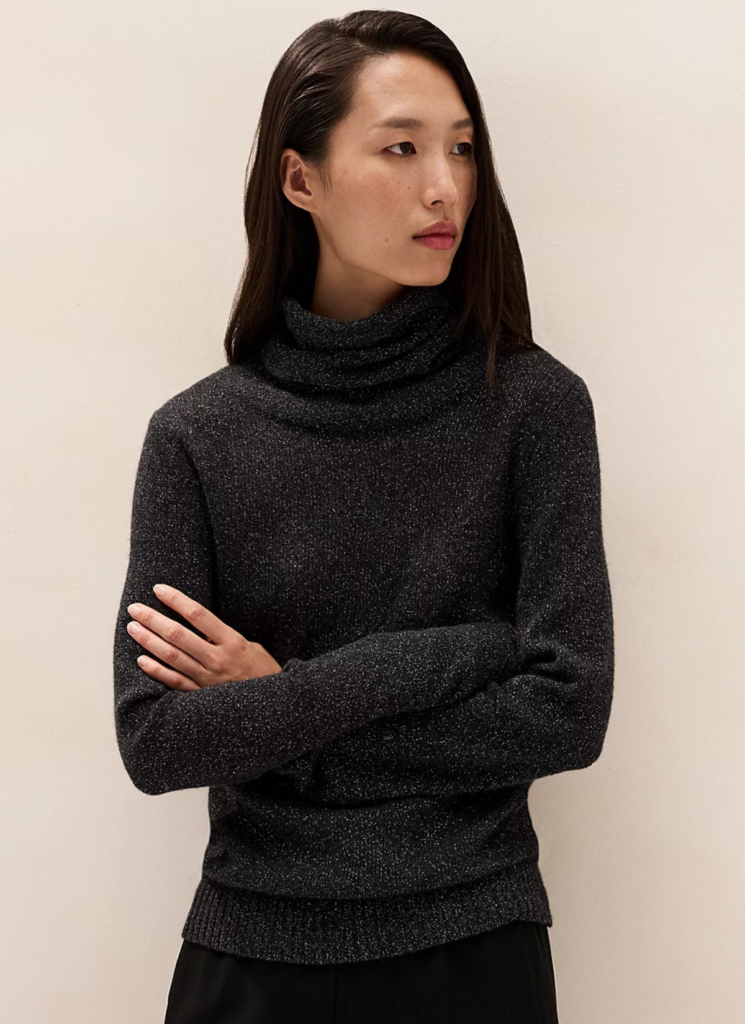 Layering Cashmere Sparkle Funnel Neck Jumper