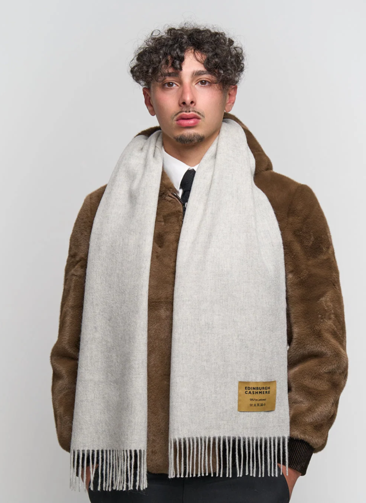Plain Merino Wool Scarf Light Grey 132
