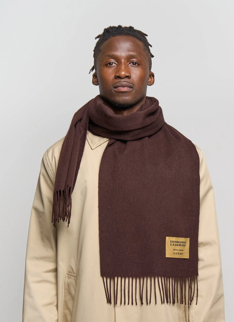 Plain Merino Wool Scarf Coffee 1