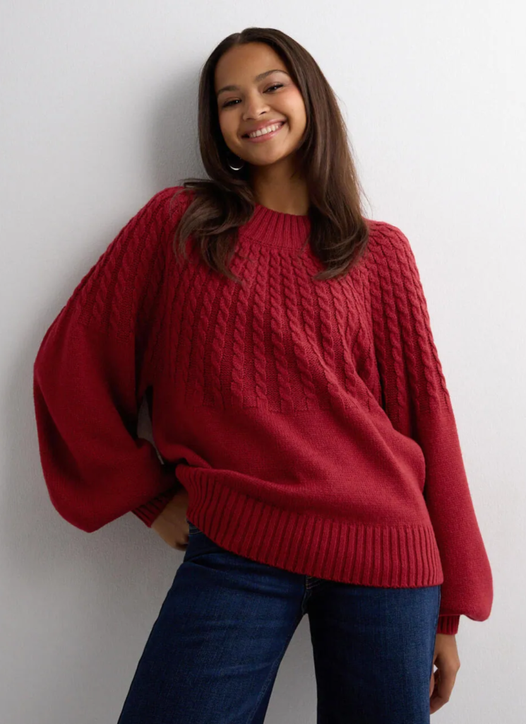 round braided knit sweater