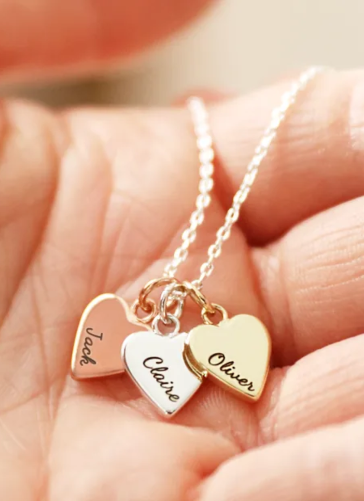 Personalised Family Names Heart Charm Necklace