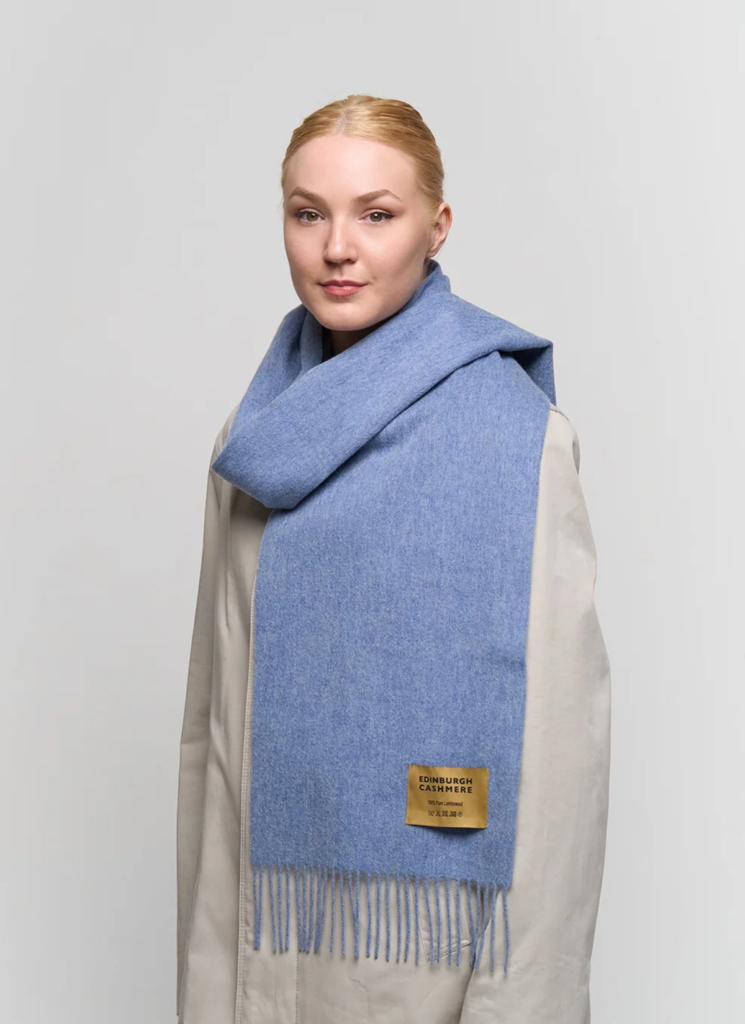 Plain Merino Wool Scarf Sky Blue 134