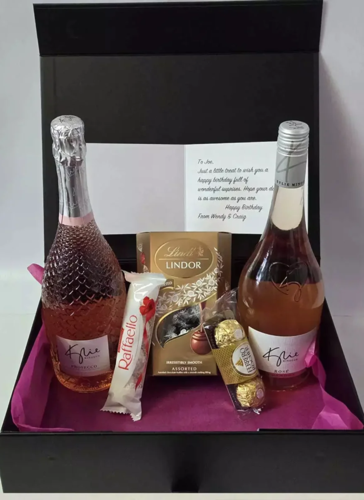 Kylie Minogue Rosé & Chocolate Hamper with Personalised Card