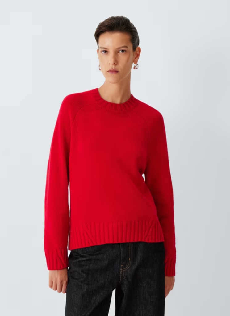 Merino Wool Rich with Cashmere Crew Neck Jumper, Red