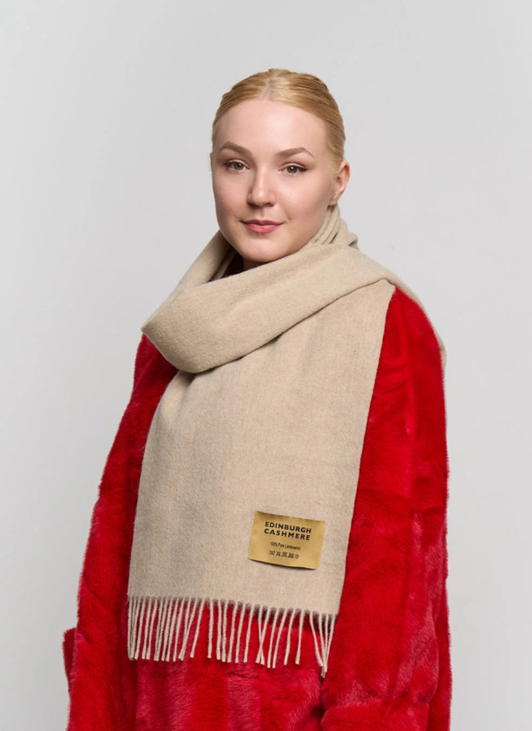 Plain Merino Wool Scarf Camel 1
