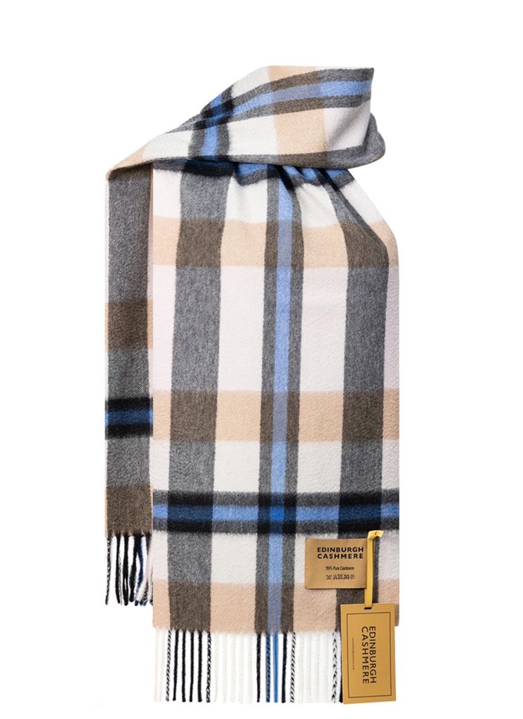 DC Edinburgh Cashmere Scarf Blue/Camel
