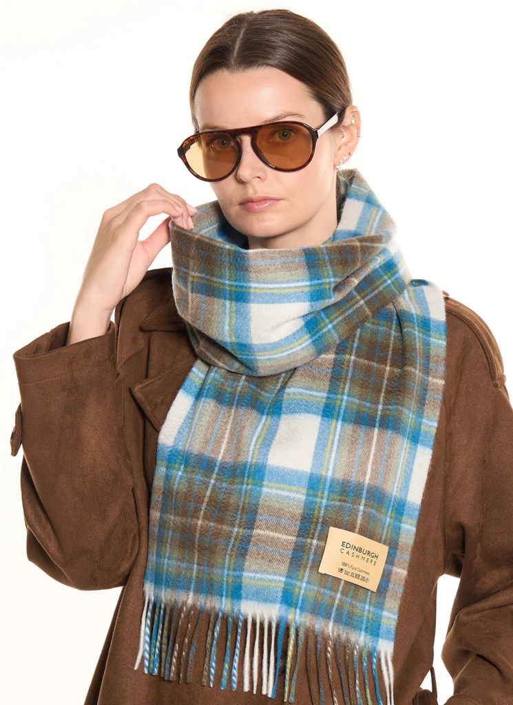 Stewart Muted Blue Cashmere Scarf
