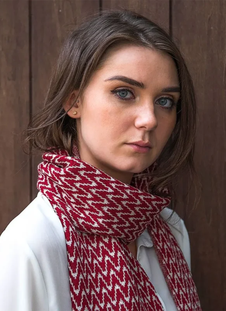 Ladies Zig Zag Wool Scarf - Burgundy
