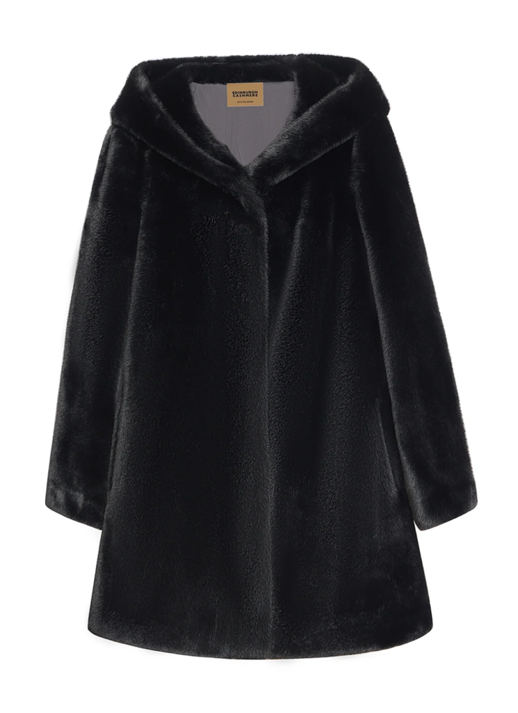 Women's Hooded Fur Short Coat Exclusive Design - Black 