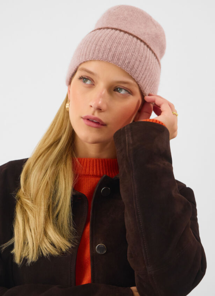 Wool & Cashmere Blend Beanie Hat Camel 