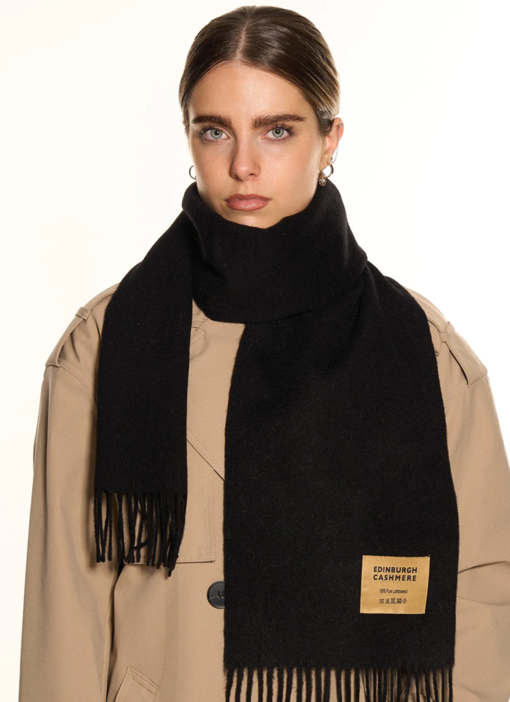 100% Pure Extra Fine Wool Scarf Black Small 