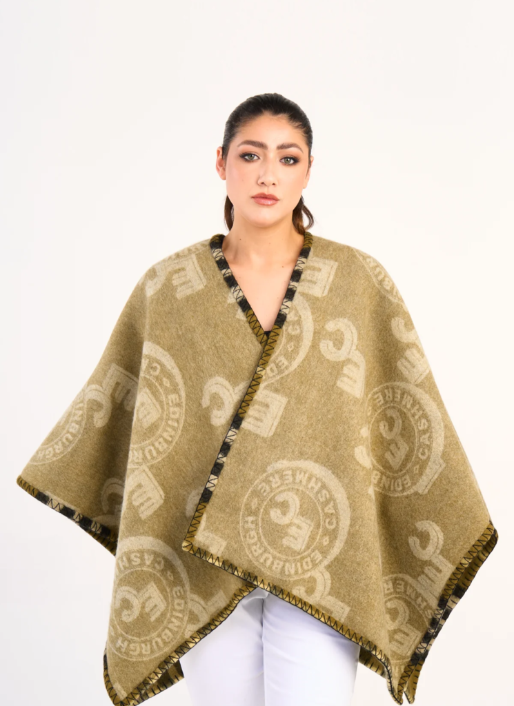 Cape EC Reversible Green Poncho 100% Pure Lambswool