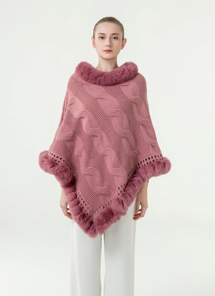 Women's Poncho Exclusive Design - Pink 