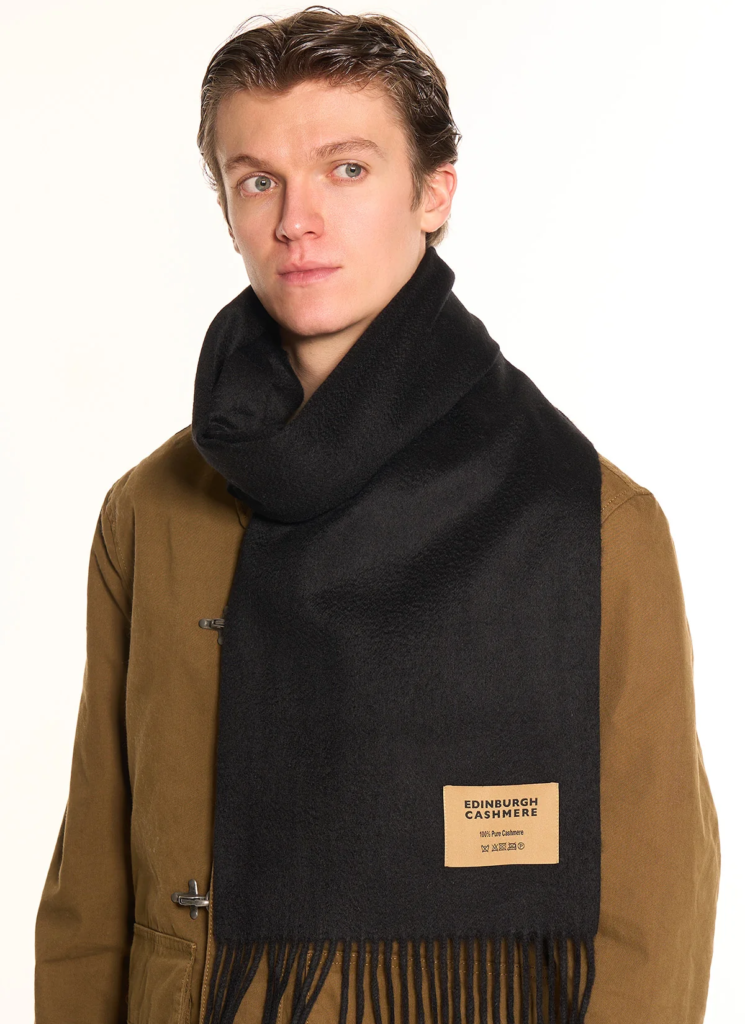 100% Pure Men Cashmere Scarf Black 
